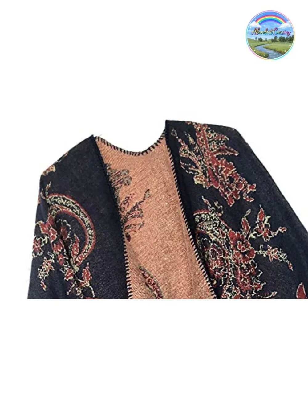 Women's Color Block Shawl Wrap Open Front Poncho Cape